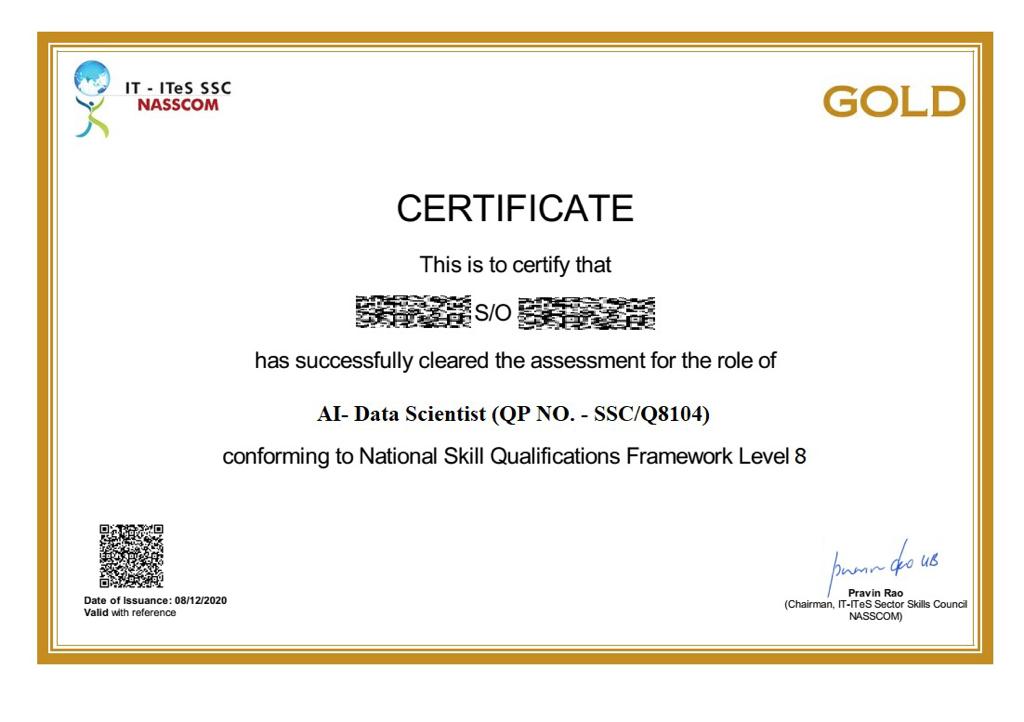 Nasscom QP 8104 GOLD Certificate