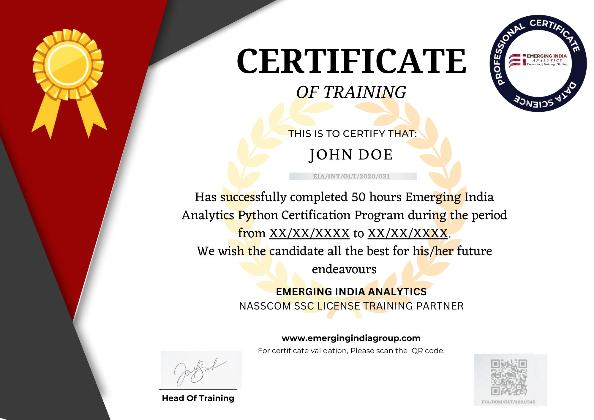 Certificate Of Training EIA 1