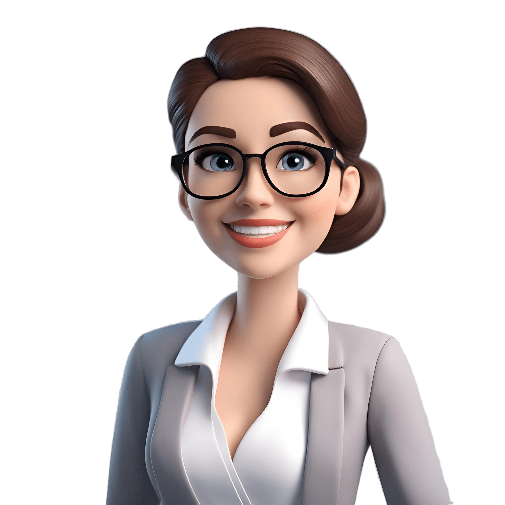 Beautiful Young Business Woman Glasses Suit 3d Rendering